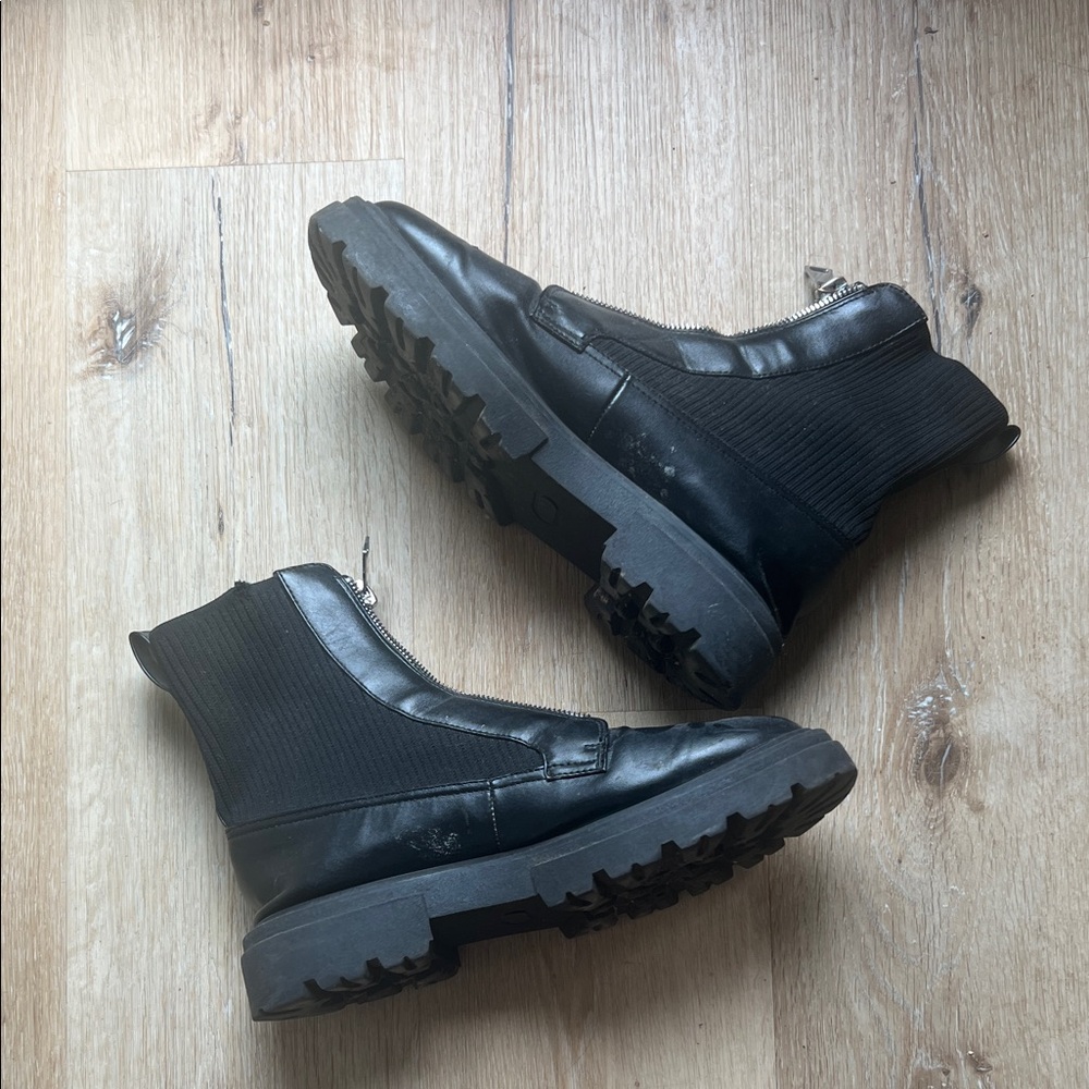 Black Chelsea Zip Lug Sole Boots